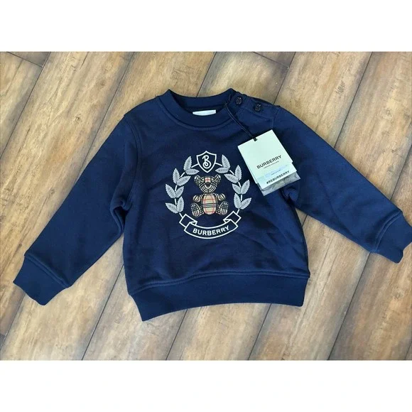 Burberry Kids Thomas Bear print cotton‎ sweatshirt Navy blue Size